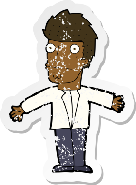 Bir insan tarafından çizilmiş, kafası karışmış bir çizgi filmin gerilimli çıkartması.