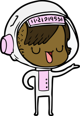 Bir insan tarafından çizilmiş astronot kadın.