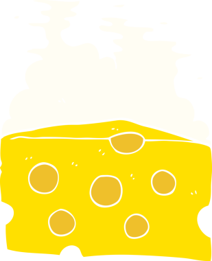 Bir insan tarafından çizilen peynirin düz renk çizimi