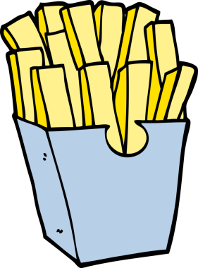 Bir insan tarafından çizilmiş karikatür kızartmaları.