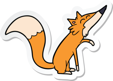 Bir insan tarafından çizilmiş bir tilkinin çıkartması.