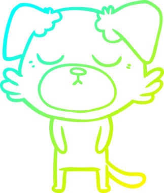 Bir insan tarafından çizilmiş şirin bir çizgi köpeğin soğuk gradyan çizgisi.