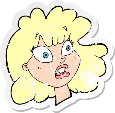 Bir insan tarafından çizilmiş bir karikatürün gerilimli kadın yüzü.