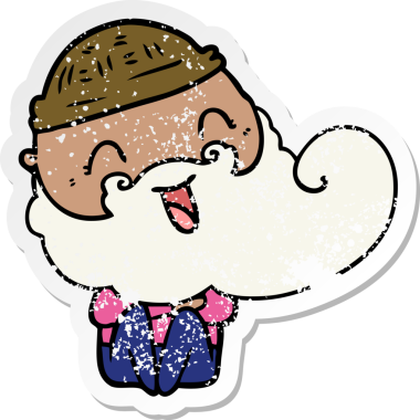 Bir insan tarafından çizilmiş mutlu sakallı bir adamın sıkıntılı çıkartması.