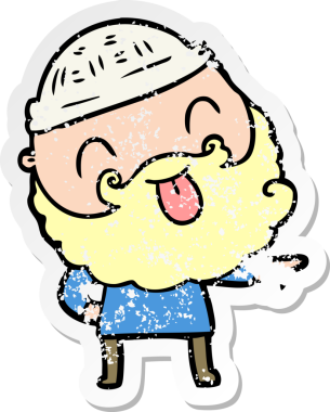 Bir insan tarafından çizilmiş sakallı bir adamın sıkıntılı çıkartması.