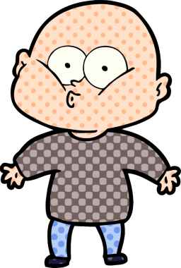 Bir insan tarafından çizilmiş kel bir adam.