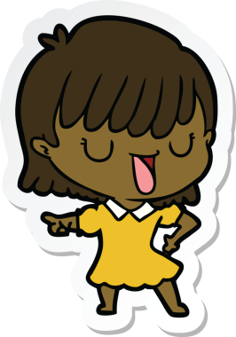 Bir insan tarafından çizilmiş bir karikatür kadının çıkartması.