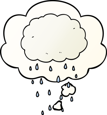 Düşünce baloncuklu karikatür yağmur bulutu bir insan tarafından çizilmiş.