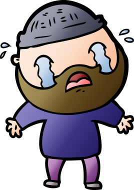 Çizgi film sakallı adam bir insan tarafından çizilmiş ağlıyor.