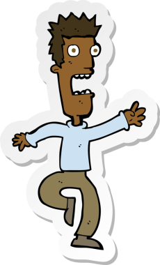 Bir insan tarafından çizilmiş çığlık atan bir adamın çıkartması.