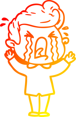 Bir insan tarafından çizilmiş, ağlayan bir çizgi film karakteri.