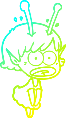 Bir çizgi film karakteri, bir insan tarafından çizilmiş soğuk gradyan çizimi.