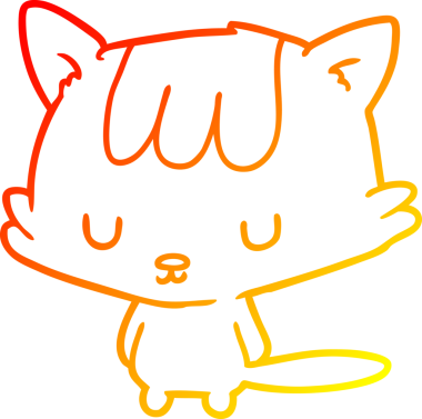 Bir insan tarafından çizilmiş çizgi film kedisinin sıcak çizgi çizimi