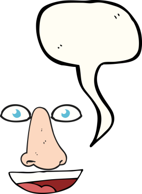 Bir insan tarafından çizilmiş serbest konuşma balonu karikatürü yüz hatları