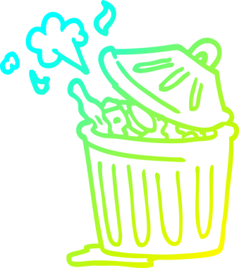 Bir insan tarafından çizilmiş bir çöp kutusunun soğuk gradyan çizgisi.