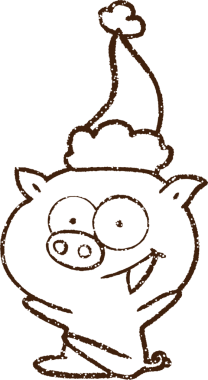 Bir insan tarafından çizilen neşeli domuz kömürü.