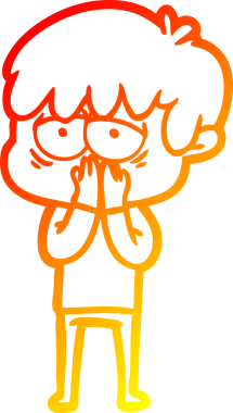 Bir insan tarafından çizilmiş, bitkin bir çocuğun sıcak çizgi çizimi.