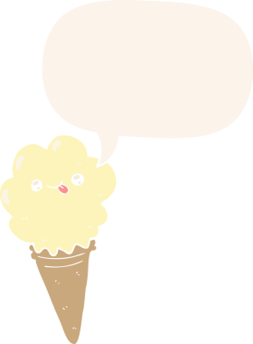 bir insan tarafından çizilmiş, konuşma baloncuklu çizgi film dondurması.