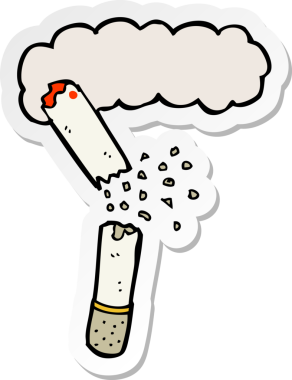 Bir insan tarafından çizilmiş kırık sigara etiketi.