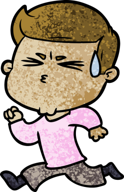 Bir insan tarafından çizilmiş terleyen çizgi film adamı.