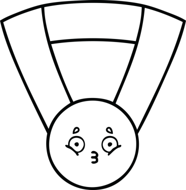 Bir insan tarafından çizilmiş altın madalyanın çizgi çizimi.