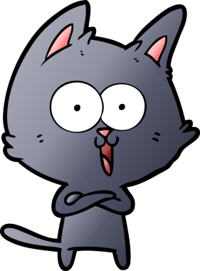 Bir insan tarafından çizilmiş komik çizgi film kedisi.