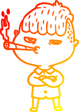 Bir insan tarafından çizilmiş sigara içen bir çizgi film karakteri çizimi