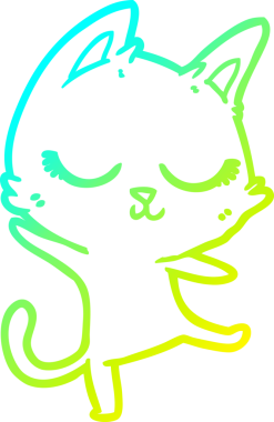 Bir insan tarafından çizilmiş sakin bir çizgi film kedisinin soğuk eğim çizgisi.