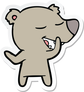 Bir insan tarafından çizilmiş çizgi film ayısının çıkartması.