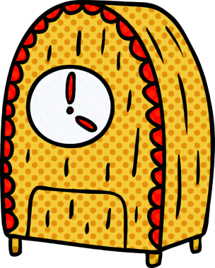 Bir insan tarafından çizilmiş eski moda bir saatin karalaması.