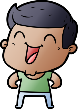 Bir insan tarafından çizilmiş gülen çizgi film adamı.