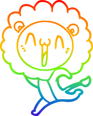 gökkuşağı gradyanı çizimi bir insan tarafından çizilmiş mutlu bir karikatür aslanı