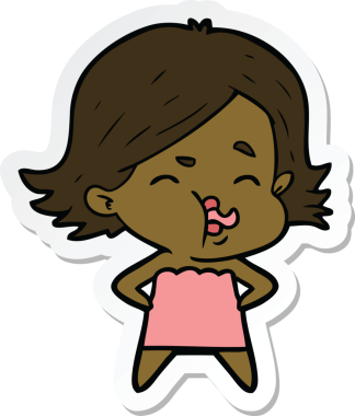 Bir insan tarafından çizilmiş bir karikatür kızının çıkartması.