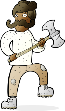 Bir insan tarafından çizilmiş baltalı karikatürist.