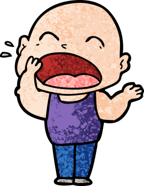 Bir insan tarafından çizilmiş kel adam diye bağıran çizgi film.