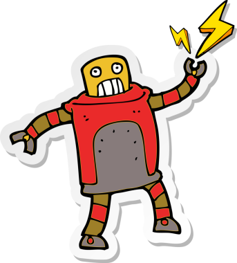 Bir insan tarafından çizilmiş robot karikatür çıkartması.