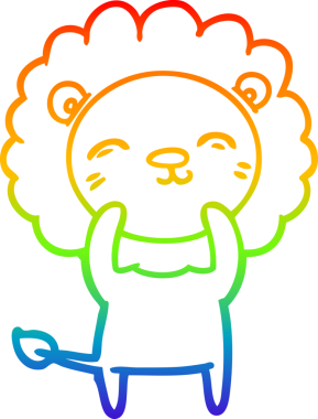 gökkuşağı gradyan çizgi çizimi bir insan tarafından çizilmiş bir aslan