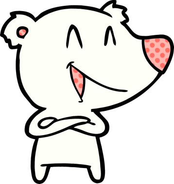 Bir insan tarafından çizilmiş mutlu kutup ayısı karikatürü