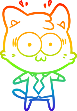 gökkuşağı gradyan çizgi çizimi bir insan tarafından çizilmiş sürpriz bir kedi