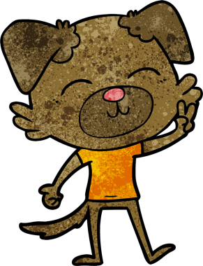 Bir insan tarafından çizilmiş çizgi film köpeği.