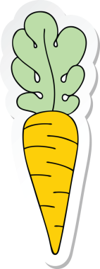 Bir insan tarafından çizilmiş havuç çizilmiş garip bir el çıkartması.