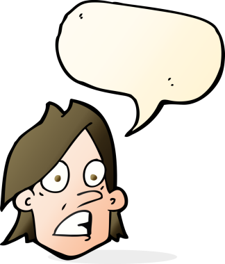 bir insan tarafından çizilmiş konuşma baloncuğu ile korkmuş bir yüz.