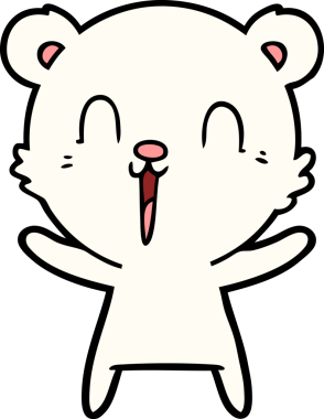 Bir insan tarafından çizilmiş mutlu kutup ayısı çizgi filmi.