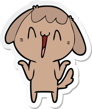 Bir insan tarafından çizilmiş şirin bir köpeğin çıkartması.