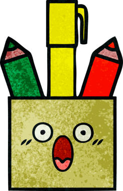 Bir insan tarafından çizilmiş bir kalem tenceresinin retro grunge desen karikatürü