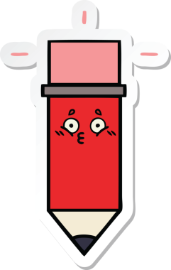 Bir insan tarafından çizilmiş şirin bir karikatür kalemi çıkartması.