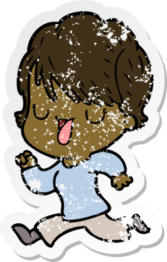 Bir insan tarafından çizilmiş karikatür kadının sıkıntılı çıkartması.