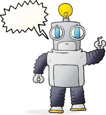 Bir insan tarafından çizilmiş serbest konuşma balonu karikatür robotu
