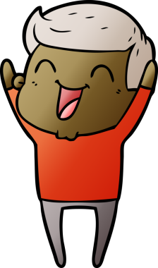 Bir insan tarafından çizilmiş gülen çizgi film adamı.