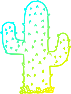 Bir insan tarafından çizilen kaktüsün soğuk gradyan çizgisi.